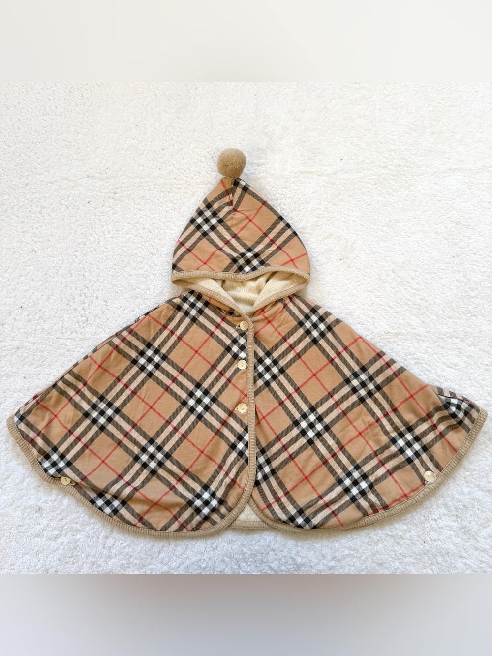 Burberry Toddler Girl 2T Reversible Poncho Nova Check Plaid Knit Cape Wool Coat